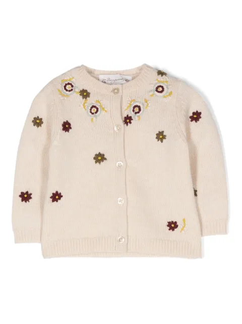 Bonpoint floral-embroidered knitted cardigan