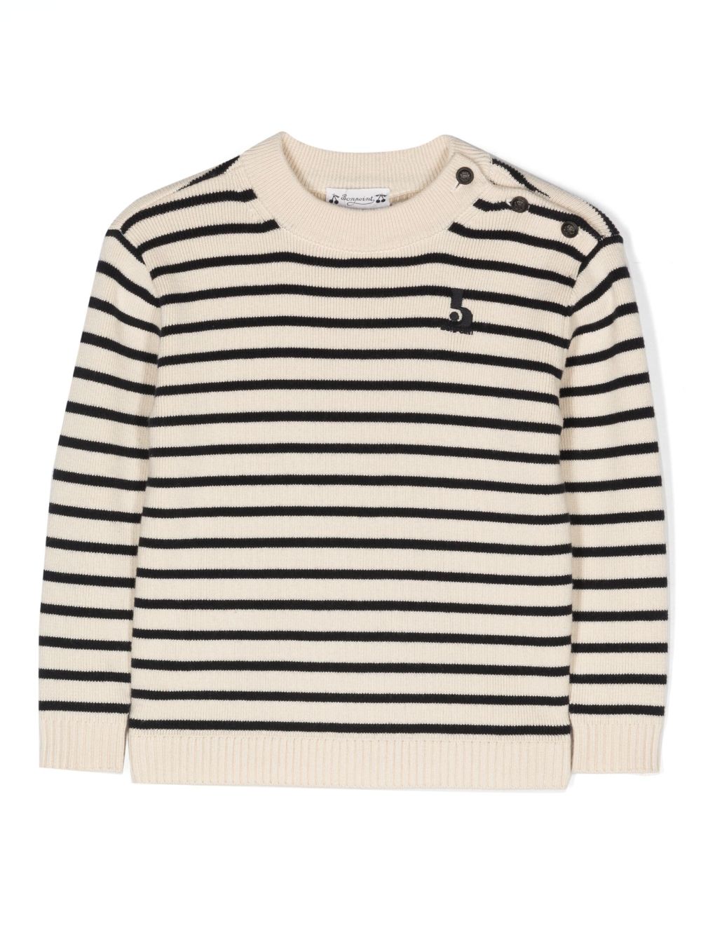 Bonpoint logo-embroidered striped jumper - Neutrals