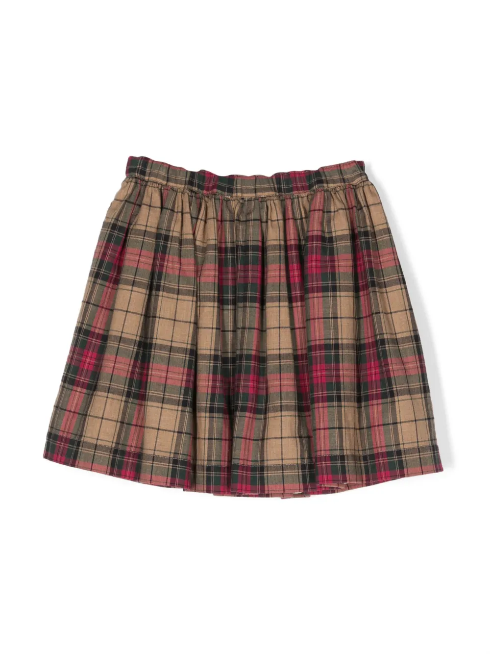 Bonpoint Plooirok met tartan ruit - Bruin