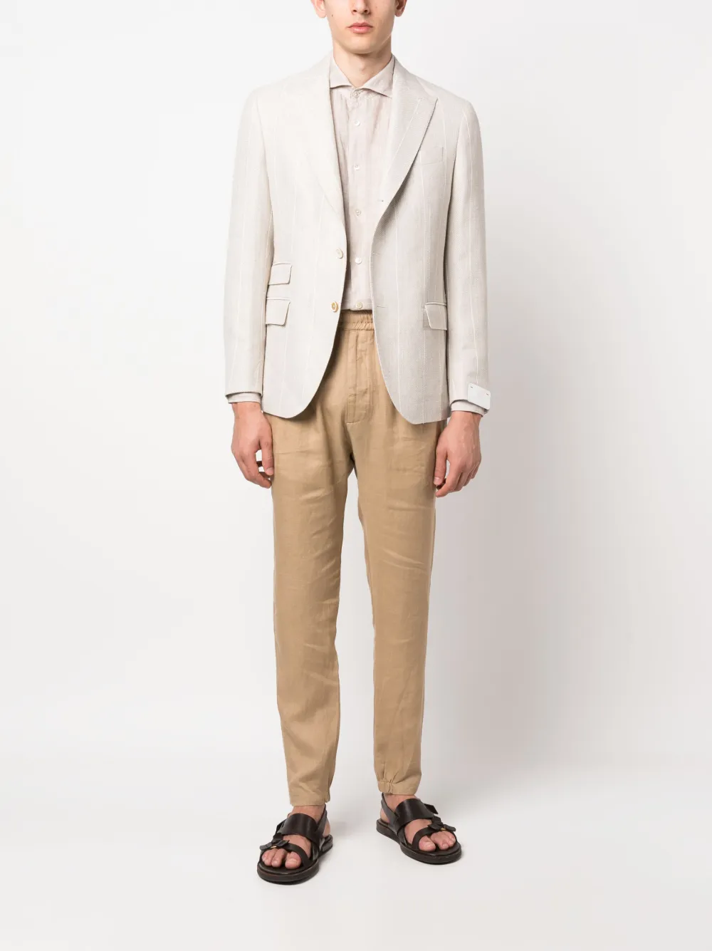 Eleventy pinstriped single-breasted blazer - Beige