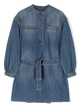bonpoint デニムワンピース　8y Bonpoint ロゴ デニムワンピース | ブルー | FARFETCH JP