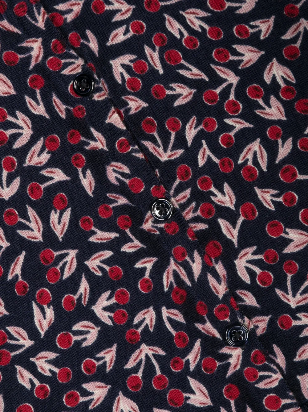  Bonpoint Cherry-print Merino Cardigan - Blue 