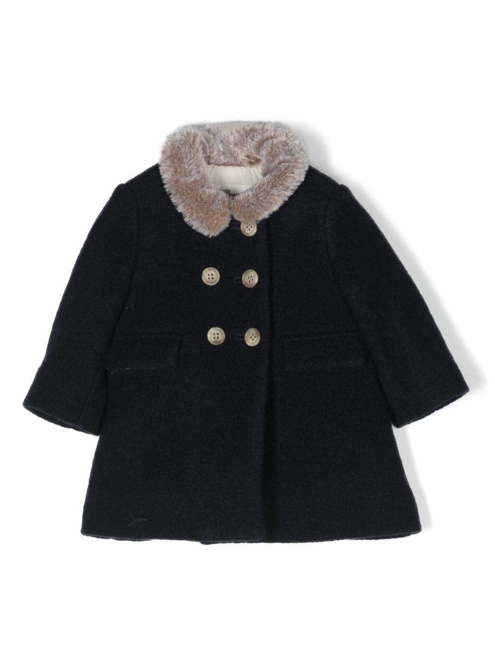 BONPOINT DOUBLE-BREASTED SHEARLING-COLLAR COAT