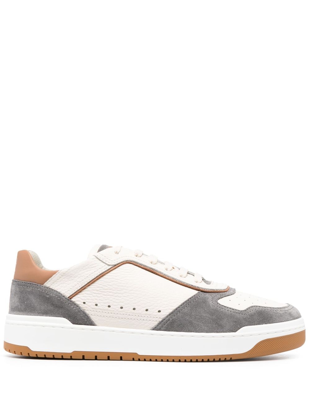 Brunello Cucinelli Panelled Low-top Sneakers In Neutrals