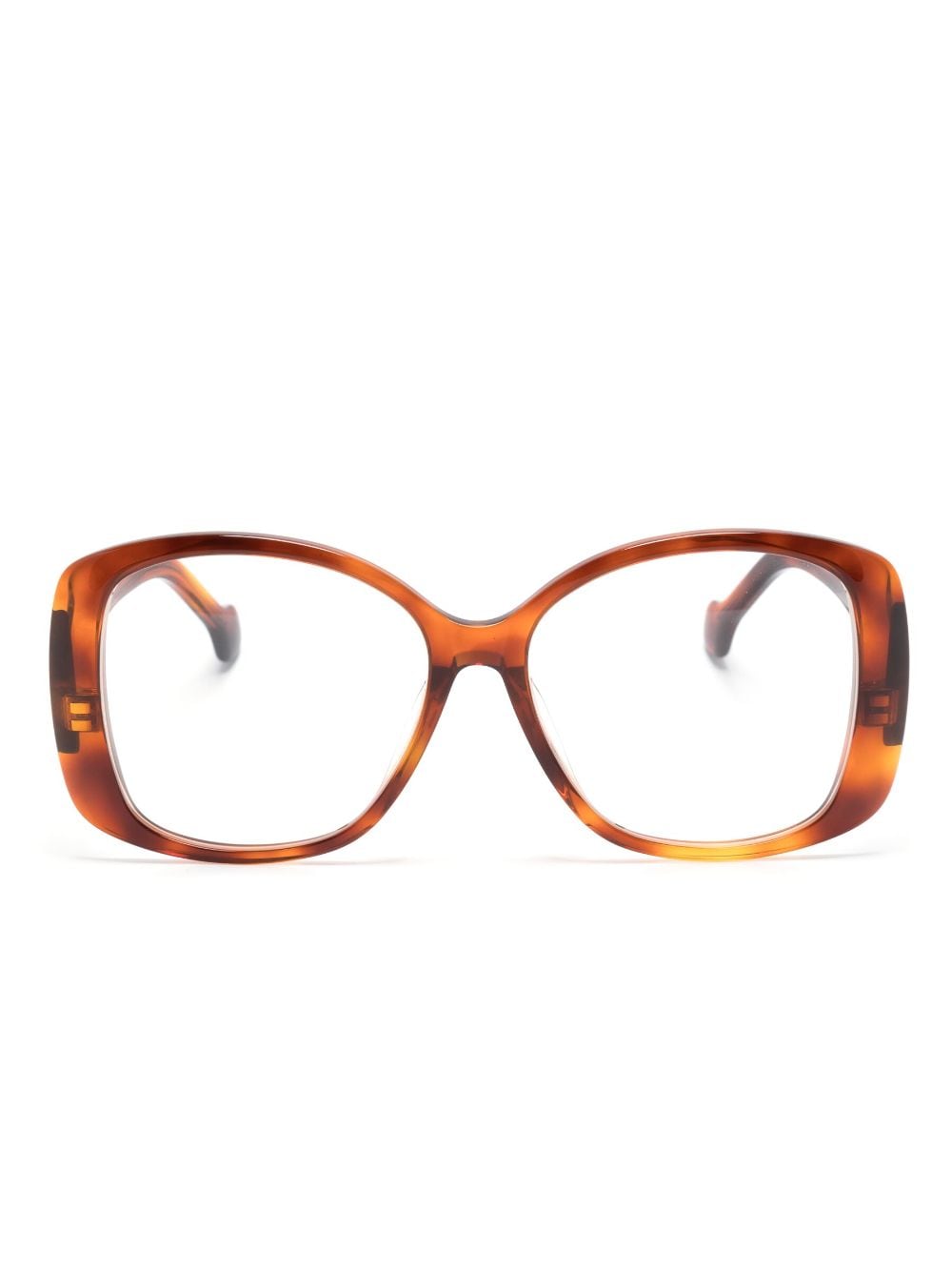 Gucci 玳瑁纹方框眼镜 In Brown