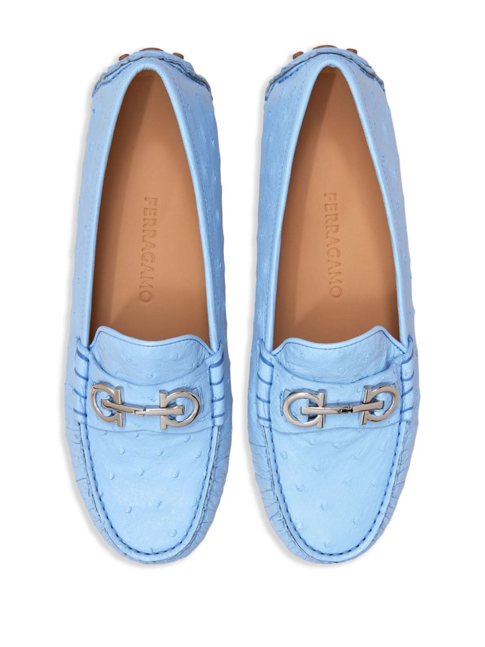Shop Ferragamo Gancini-plaque Leather Loafers In Blue