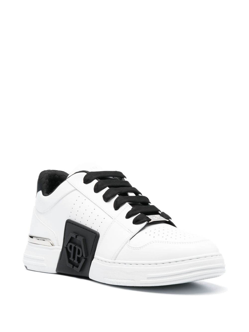 Philipp Plein logo-embossed leather sneakers - Wit