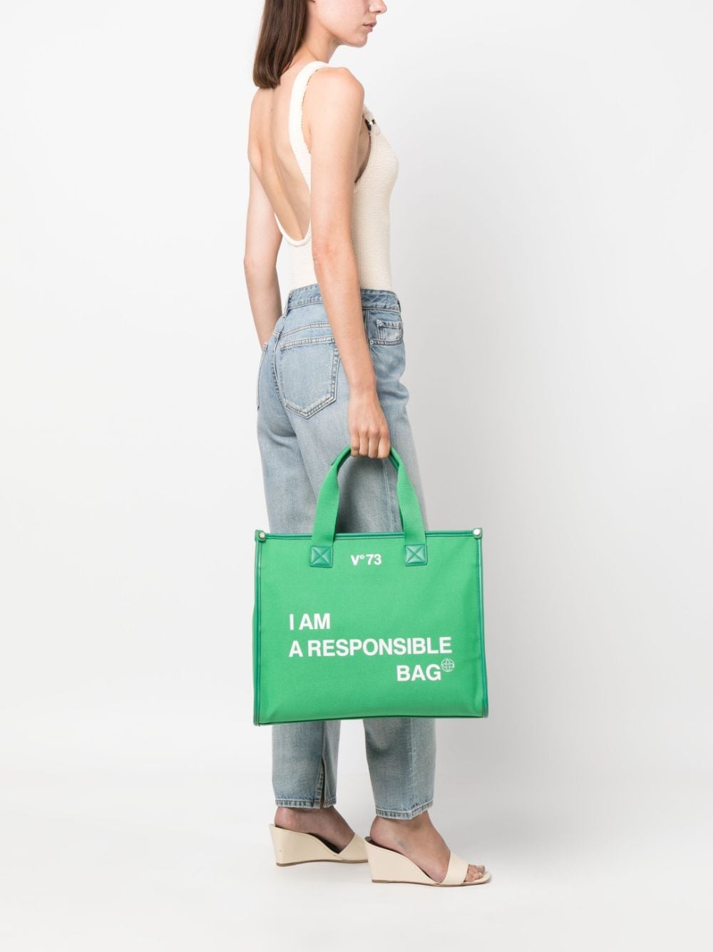 Shop V73 Responsibility Tote Bag In Green
