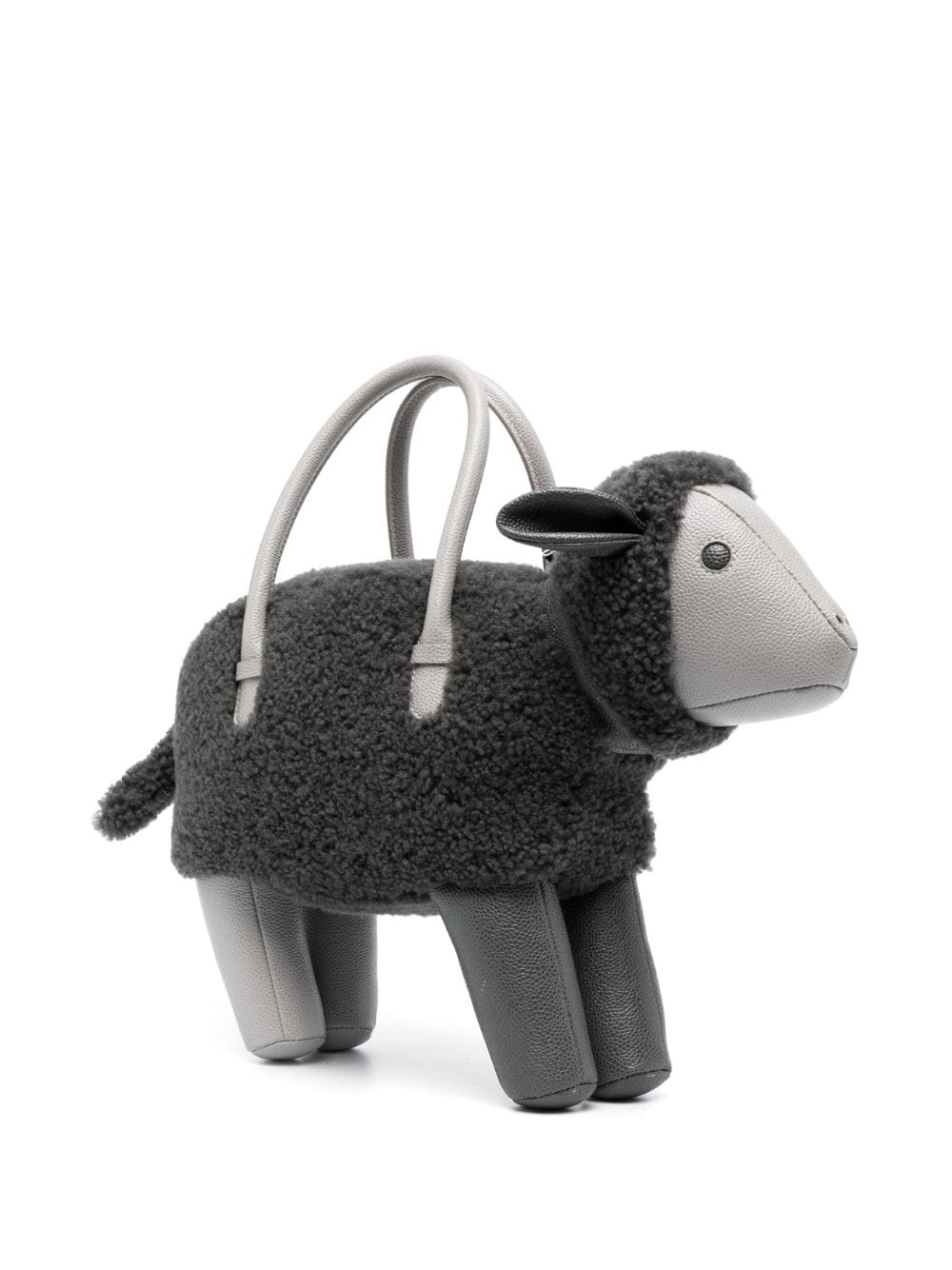 Shop Thom Browne Sheep Shearling Tote Bag In Grey