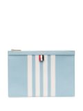 Thom Browne logo-print leather clutch bag - Blue