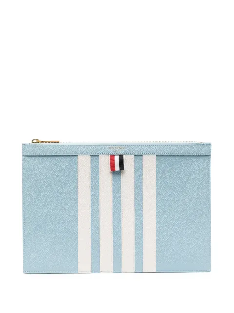 Thom Browne logo-print leather clutch bag