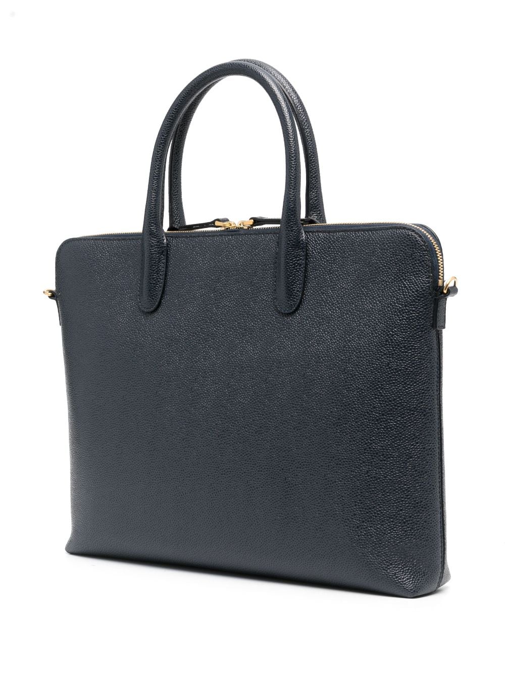 Shop Thom Browne 4-bar Stripe Pebbled-leather Briefcase In Blue