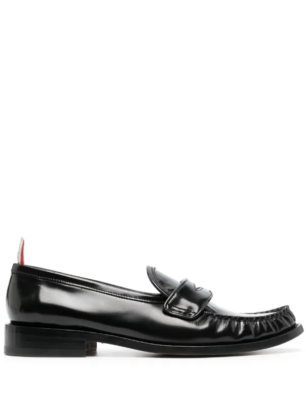 Thom Browne レザーペニーローファー | ブラック | FARFETCH JP