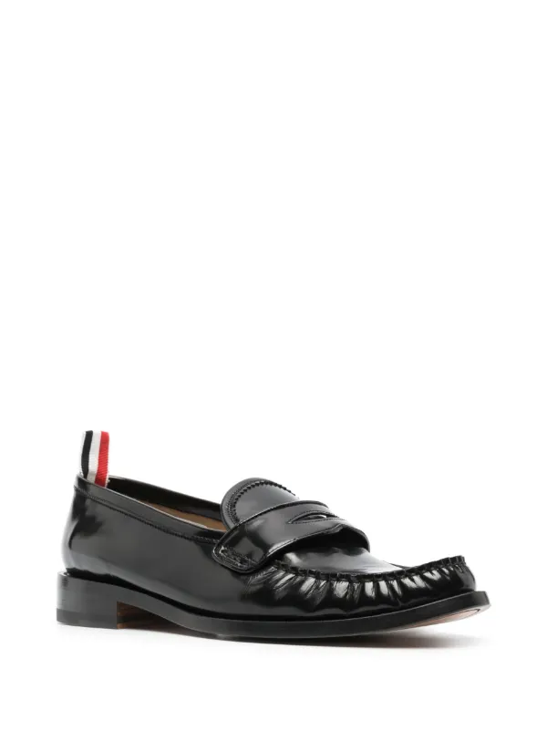 Thom Browne レザーペニーローファー | ブラック | FARFETCH JP