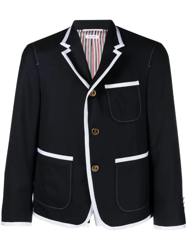 ジャケット THOM BROWNE SINGLE-BREASTED COLLARLESS JACKET Thom Browne Single-Breasted Jacket | ShopSimon