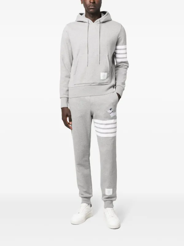 Thom Browne Hector-embroidered Loopback Hoodie | Grey | FARFETCH