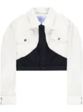 Mugler panelled cropped denim jacket - White