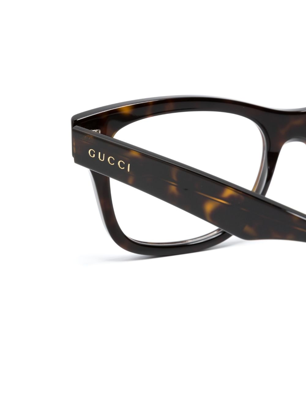 Shop Gucci Tortoiseshell-effect Rectangle-frame Glasses In Brown