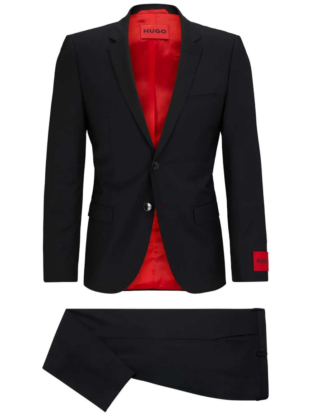 logo-appliqué single-breasted suit