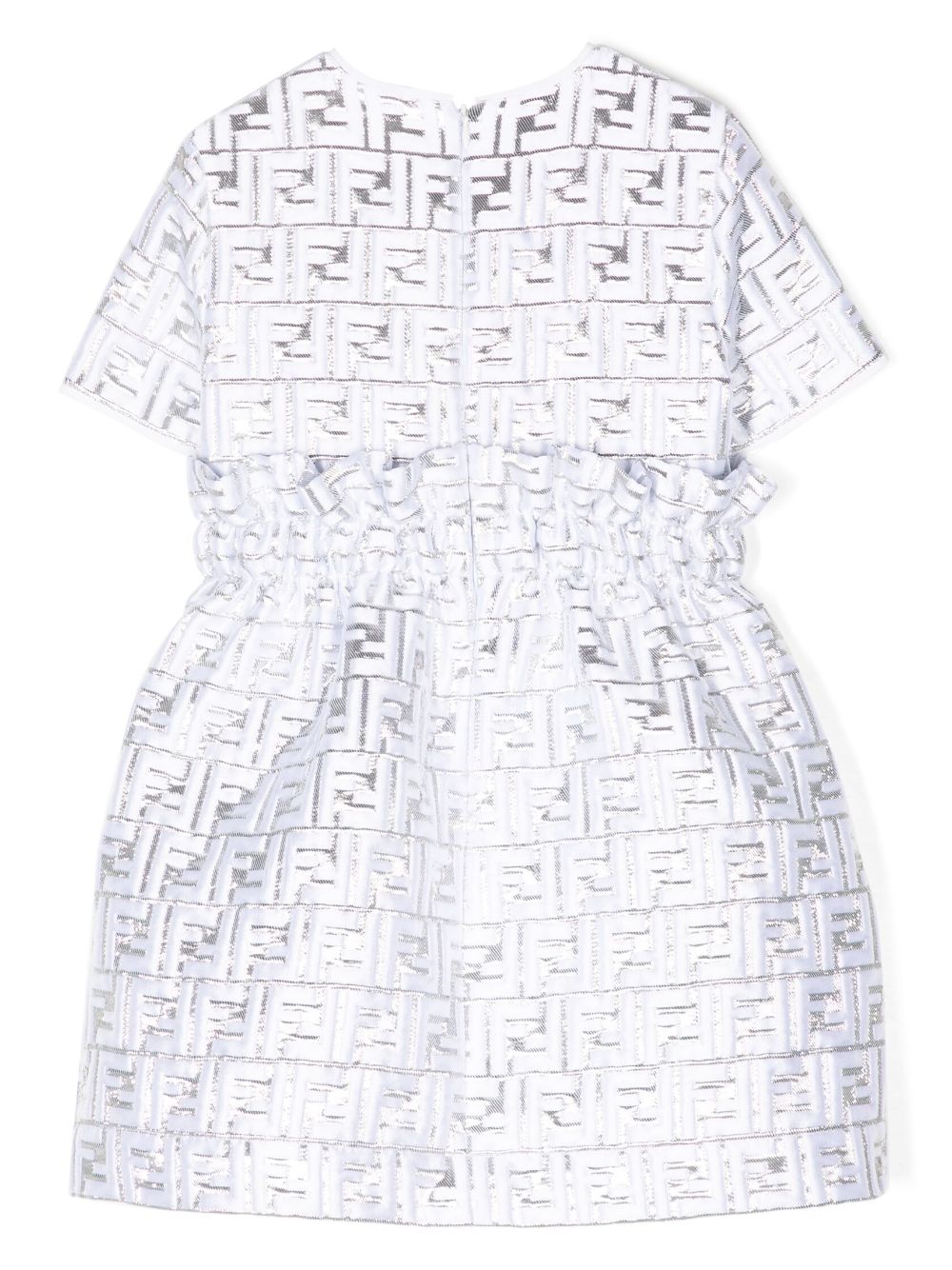 Shop Fendi Logo-print Gathered-detail Dress In White