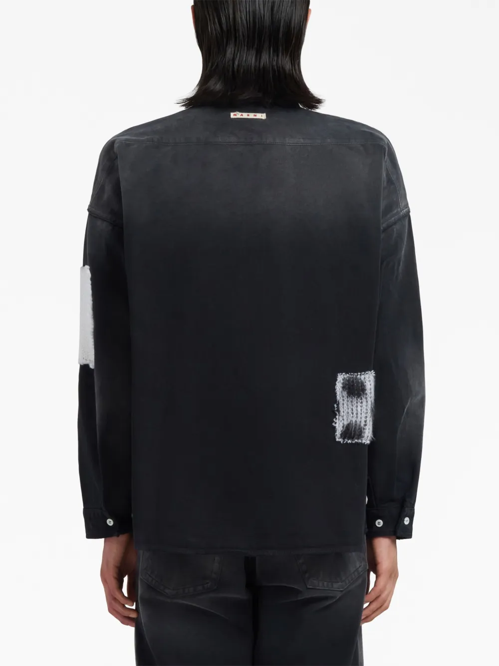 Marni Patchwork-detail Denim Shirt In Black