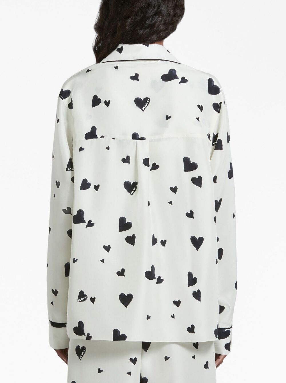 Cheap Marni Bunch of Hearts silk pajama shirt Women