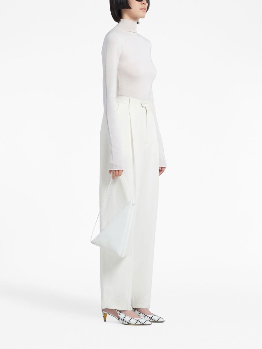 Shop Marni Tailored Straight-leg Trousers In White