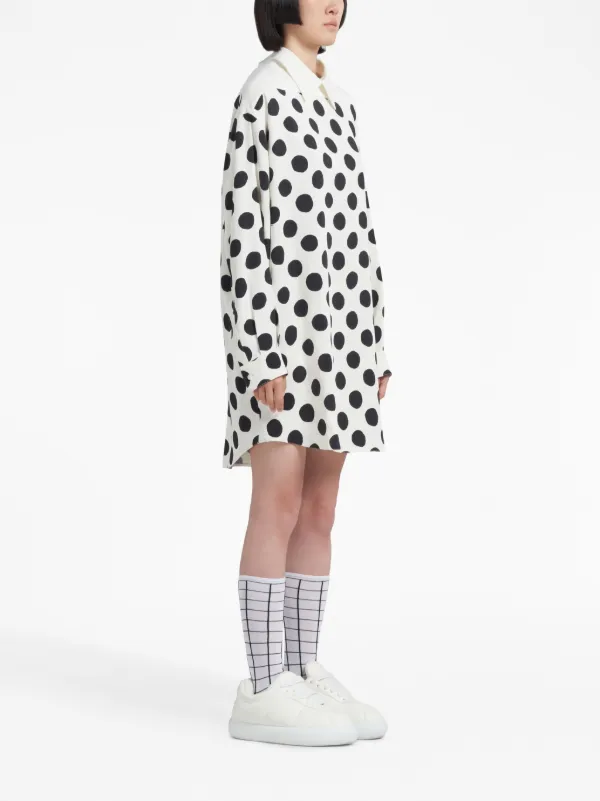 Marni ポルカドット シャツドレス | ホワイト | FARFETCH JP