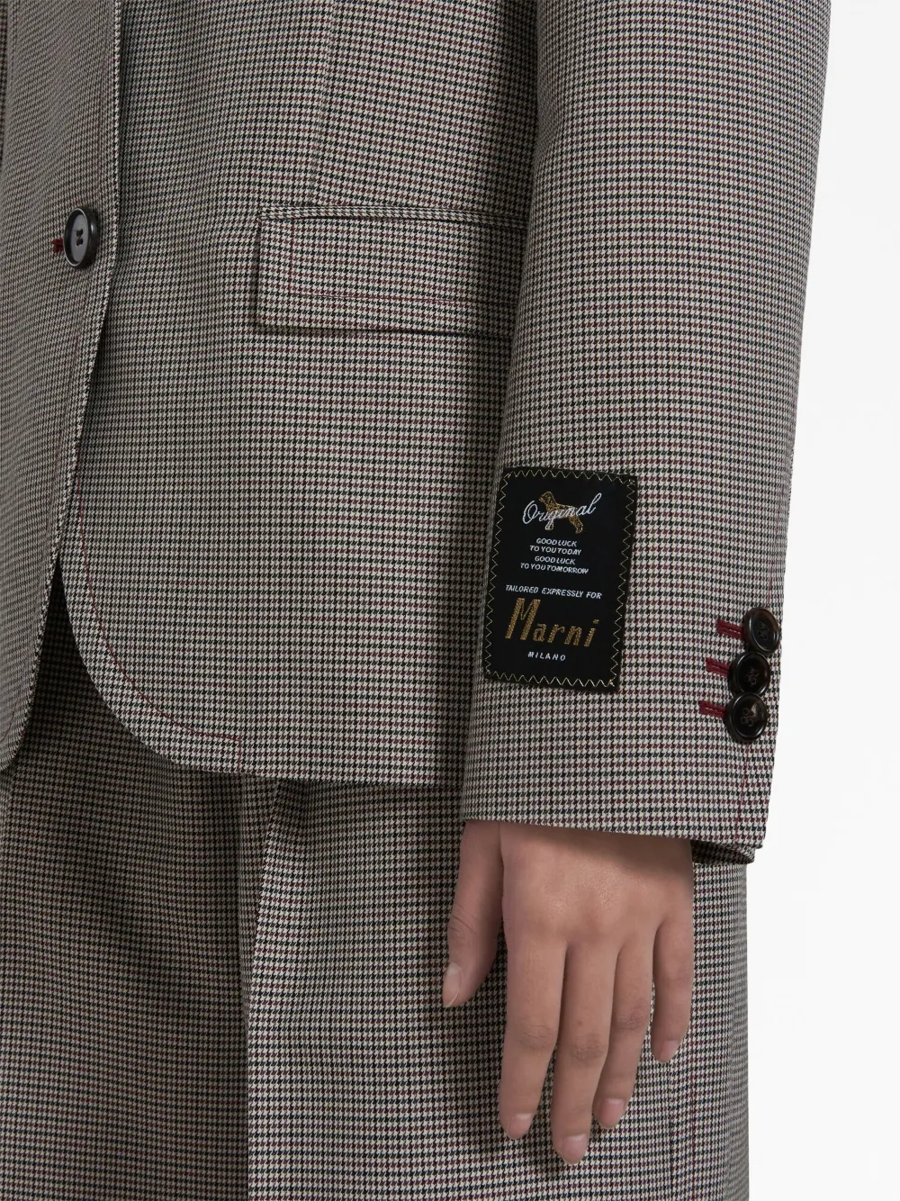 houndstooth-pattern single-breasted blazer