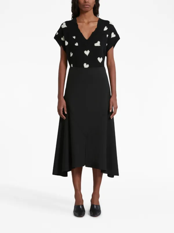MARNI サテンジャカード アシンメトリー ワンピース Marni アシンメトリー スカート | ブラック | FARFETCH JP