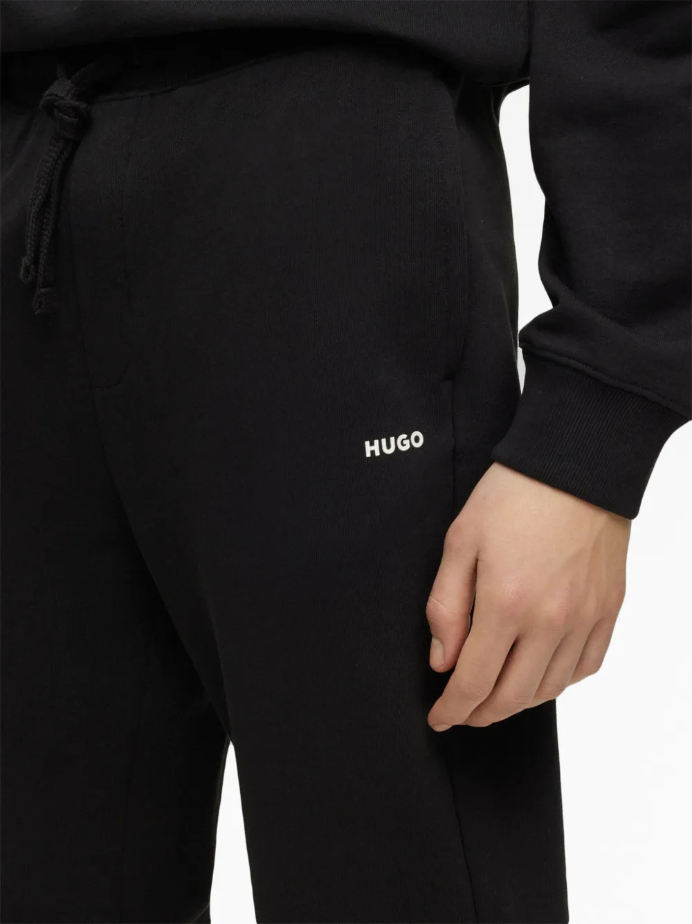 Shop Hugo Logo-print Cotton Track Pants In Black