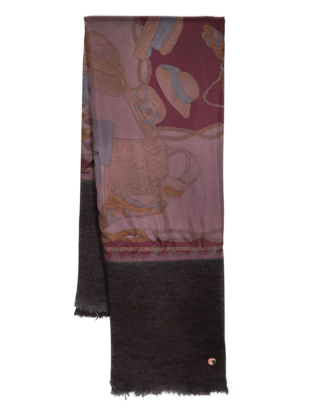 Avant Toi graphic-print cashmere-silk scarf - Purple