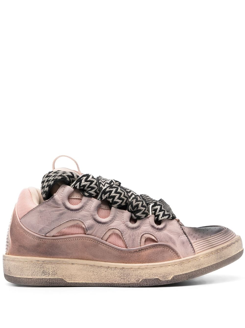 Lanvin Curb Chunky Leather Trainers In Pink