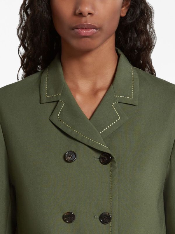 Marni contrast-stitching Wool Jacket | Green | FARFETCH CA