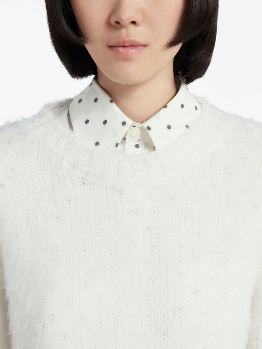 Shop Marni Crew-neck Mohair-blend Jumper In White