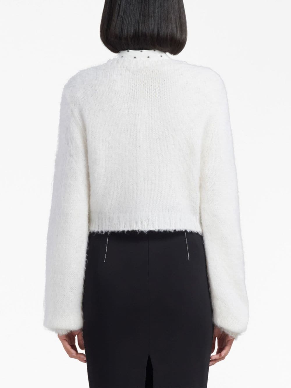 Shop Marni Crew-neck Mohair-blend Jumper In White