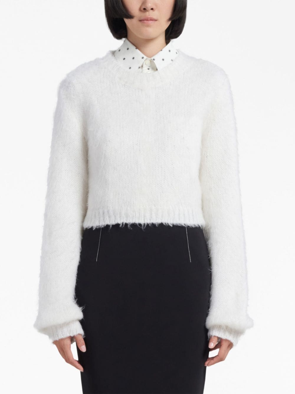 Shop Marni Crew-neck Mohair-blend Jumper In White