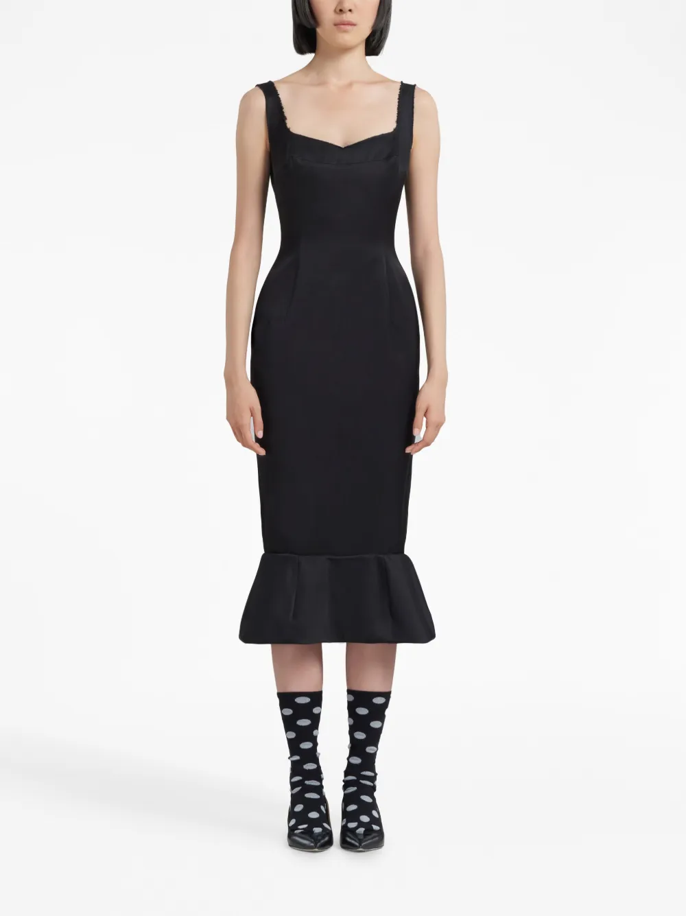 Marni Midi-jurk met fladderzoom Zwart