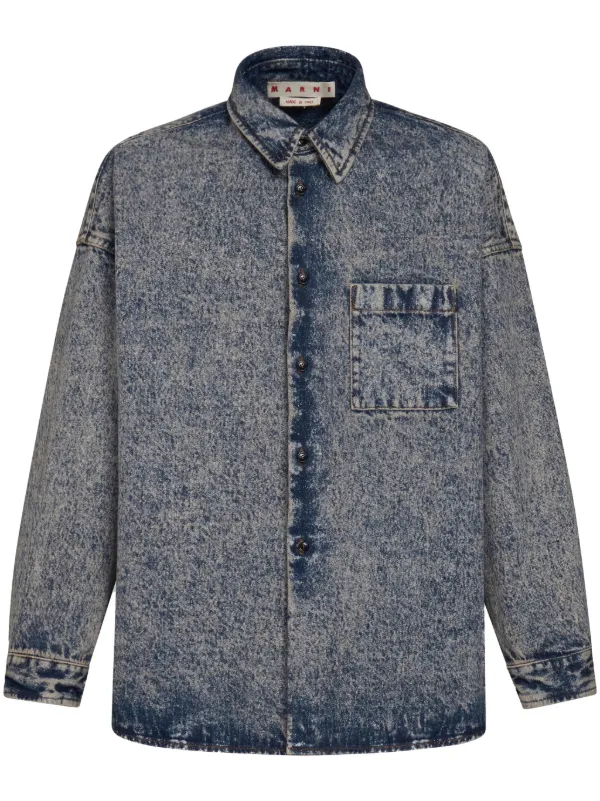 Marni marble-dyed Denim Shirt - Farfetch