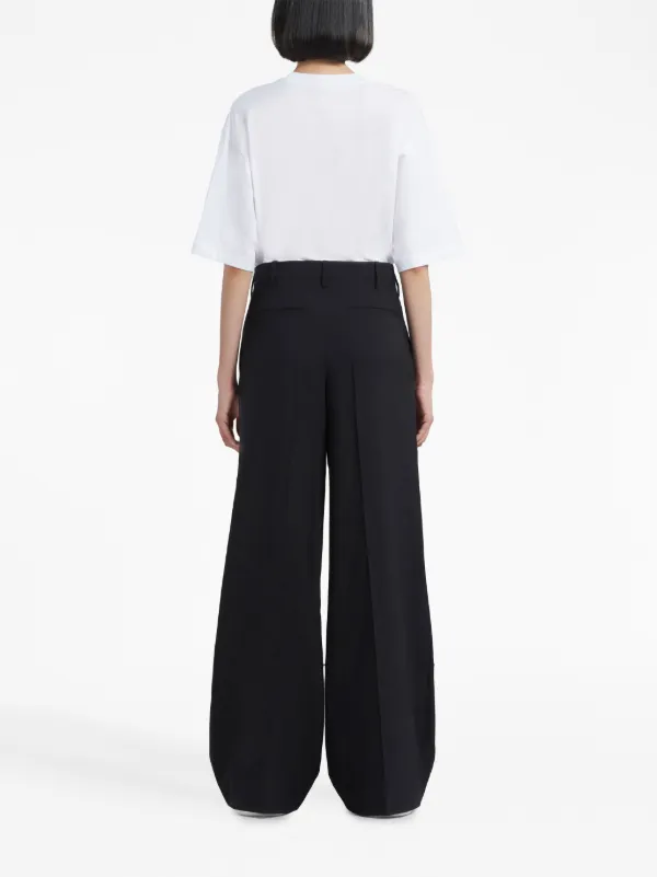 Marni Tropical wide-leg Wool Trousers | Black | FARFETCH AZ