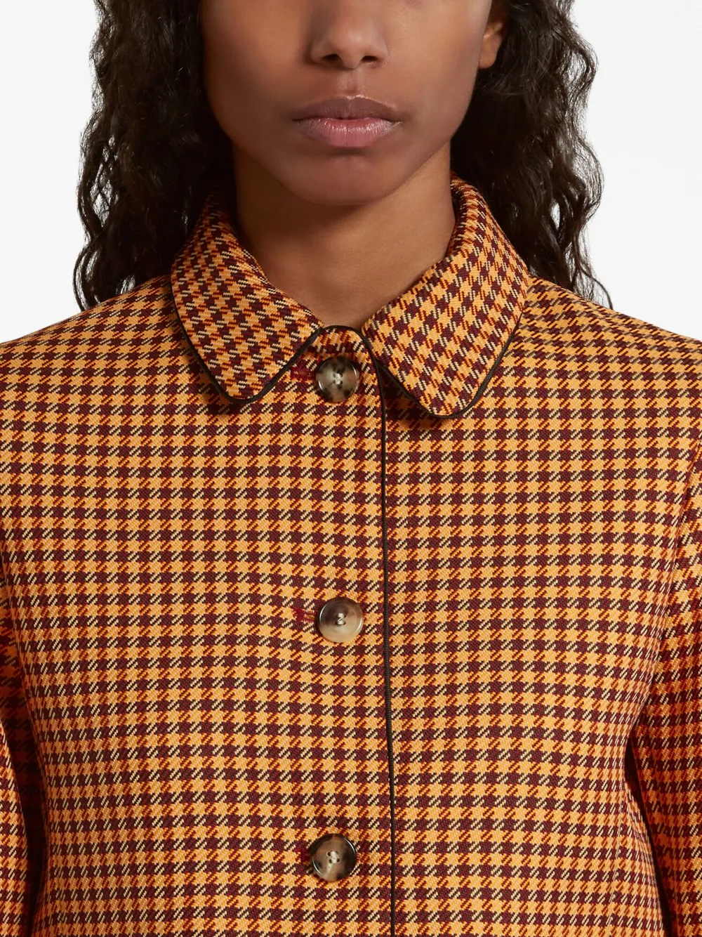 Shop Marni Checked Cropped Jacket In Brown