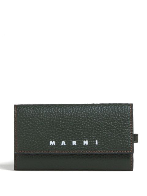 Marni logo-print leather key case Men