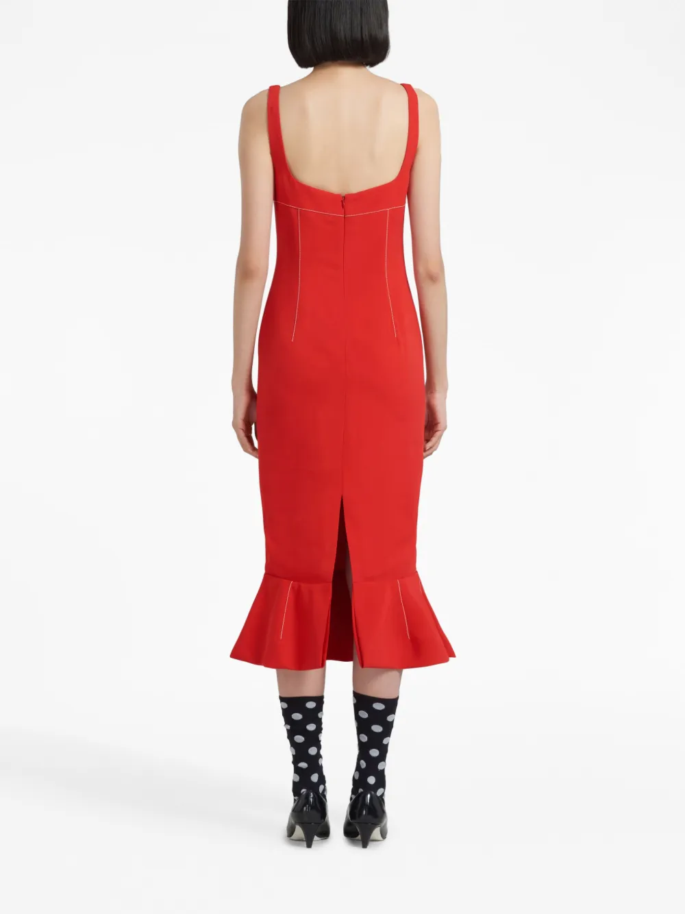 Marni Midi-jurk met fladderzoom Rood