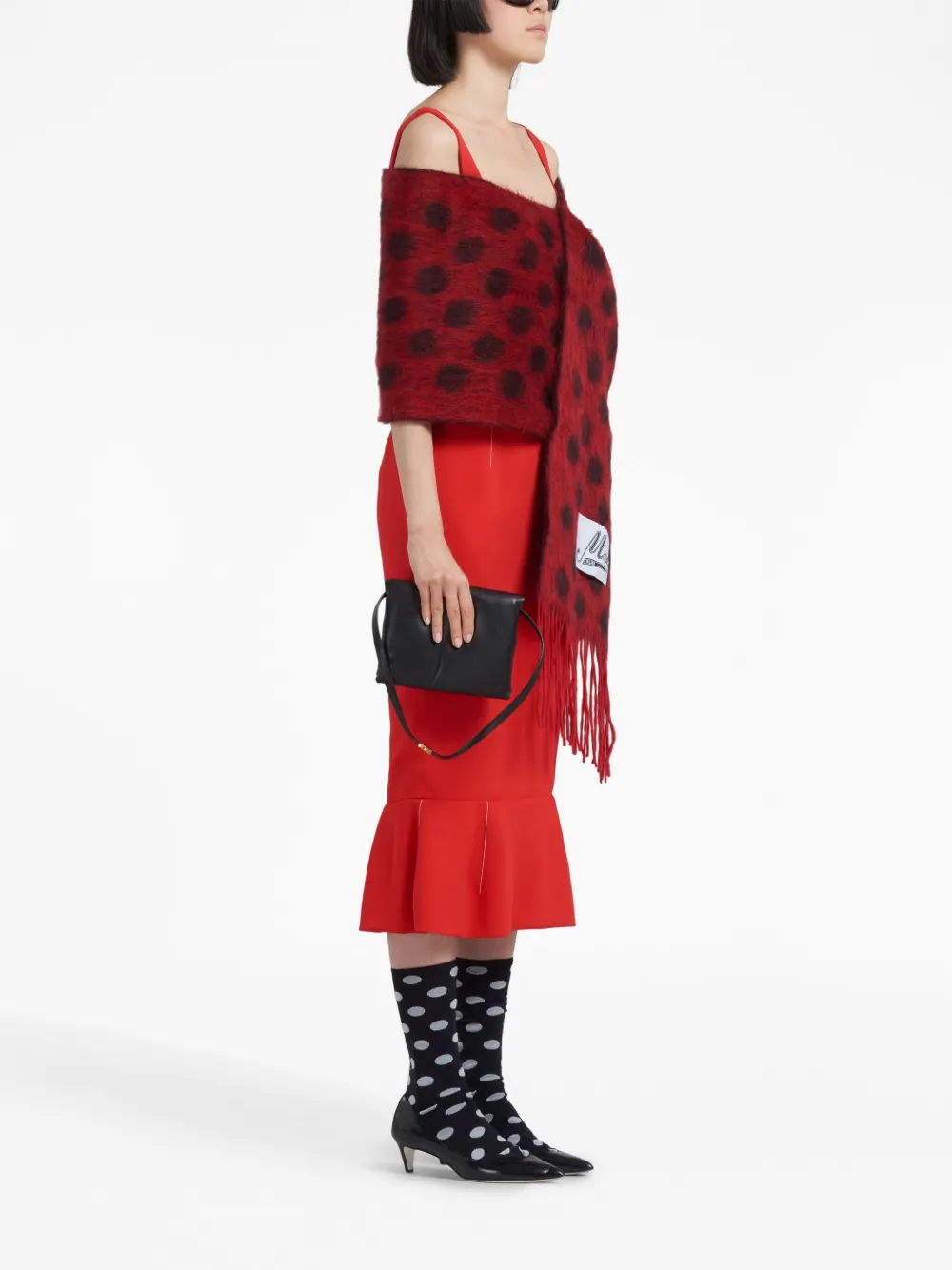 Marni Midi-jurk met fladderzoom Rood