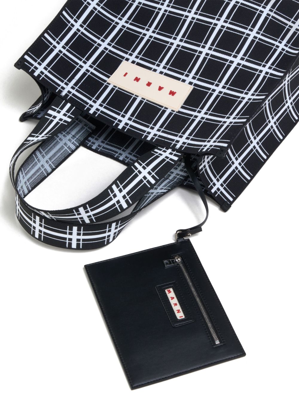 Marni logo-applique checked tote bag Men