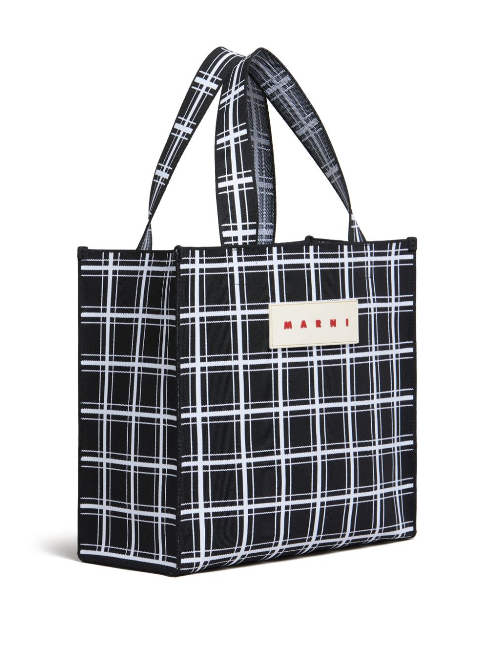 Marni logo-applique checked tote bag Men