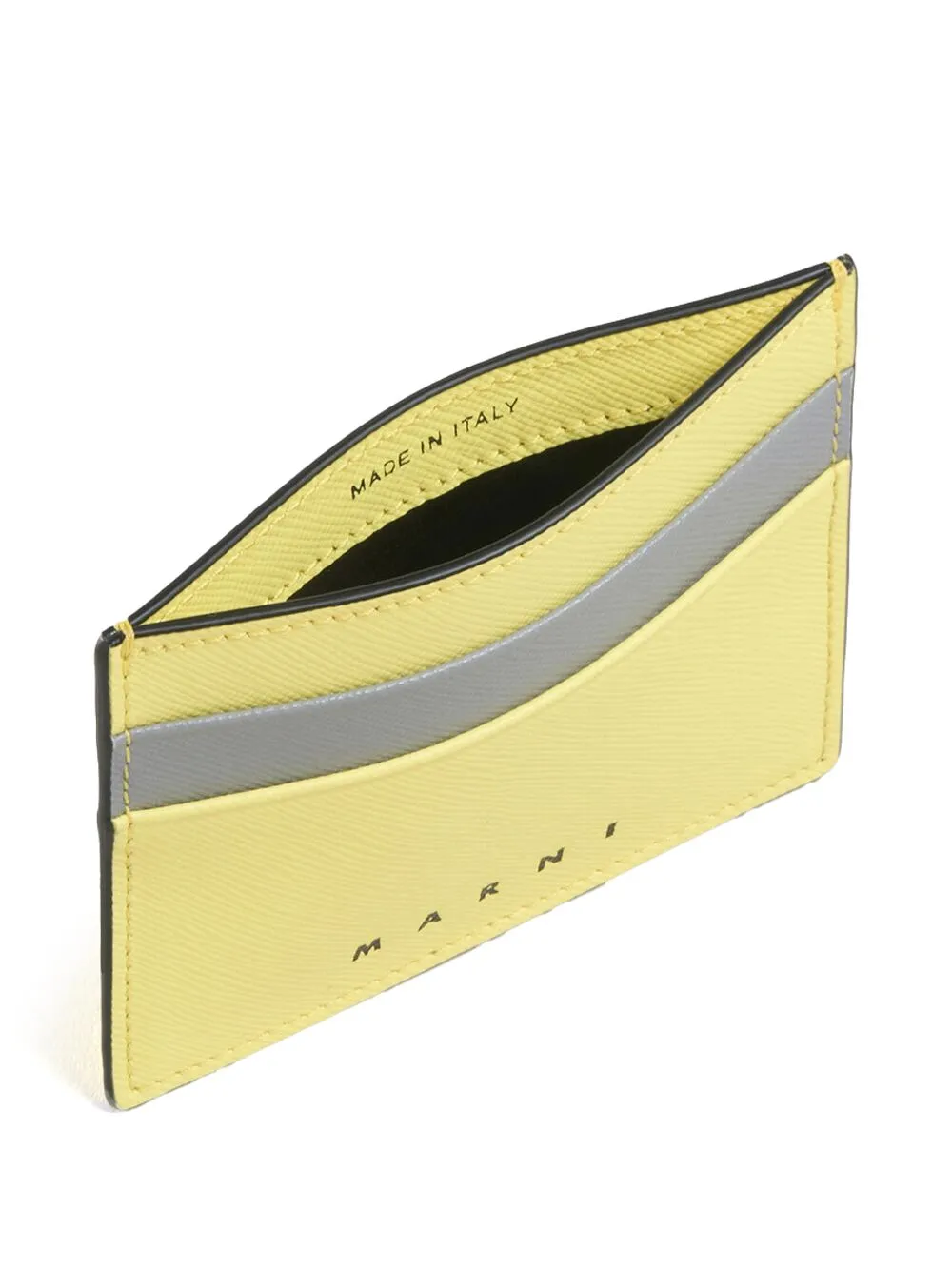 Marni logo-print leather cardholder - Geel