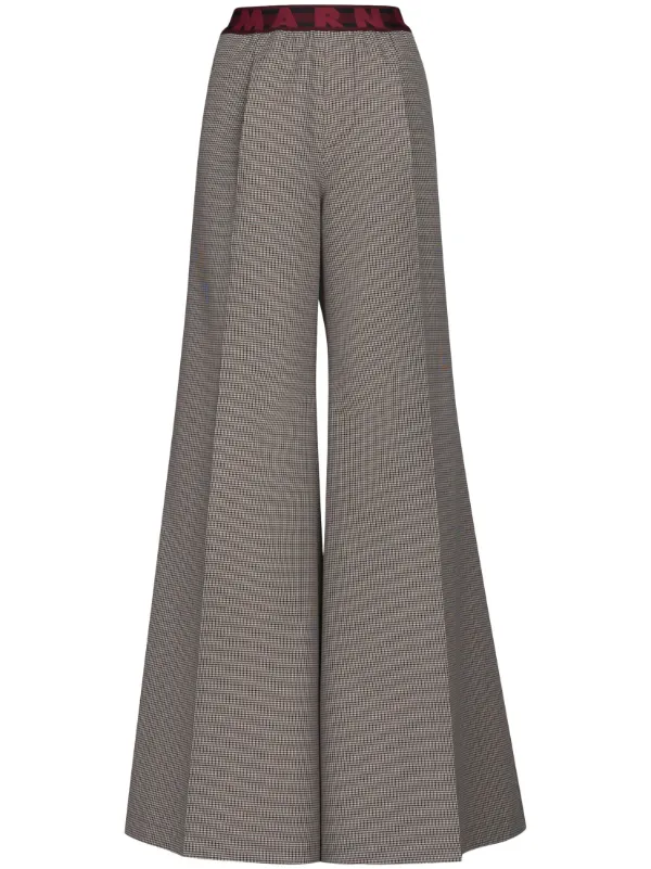 Marni Logo-waistband Checked Trousers in Multicolour