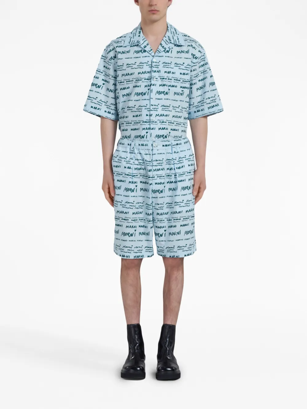  Marni Mega Marni Poplin Shorts - Blue 