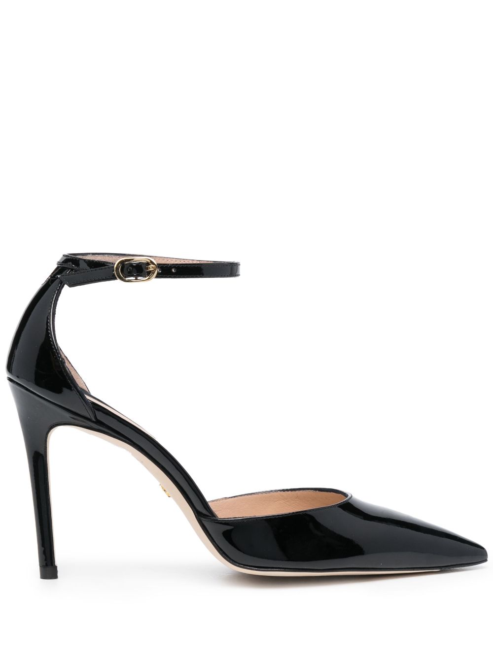 Shop Stuart Weitzman 100mm Pointed-toe Leather Pumps In Black